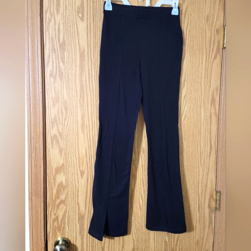 NWT Childrens Place Black Split Front Flare Leggings Size 14